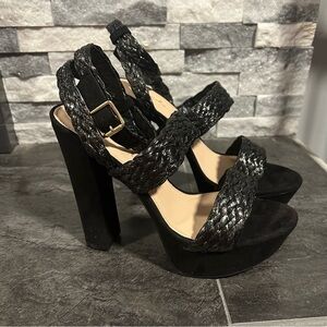 New in Box. Qupid Black Braided Platform Heels